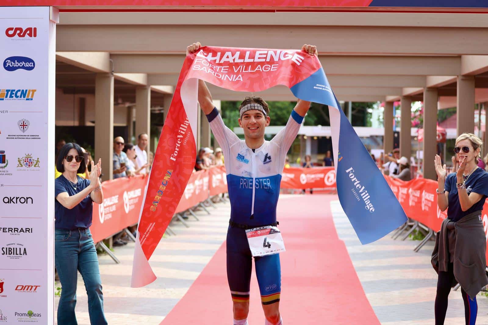 Archive photograph of the finish at Challenge Forte Village Sardinia.